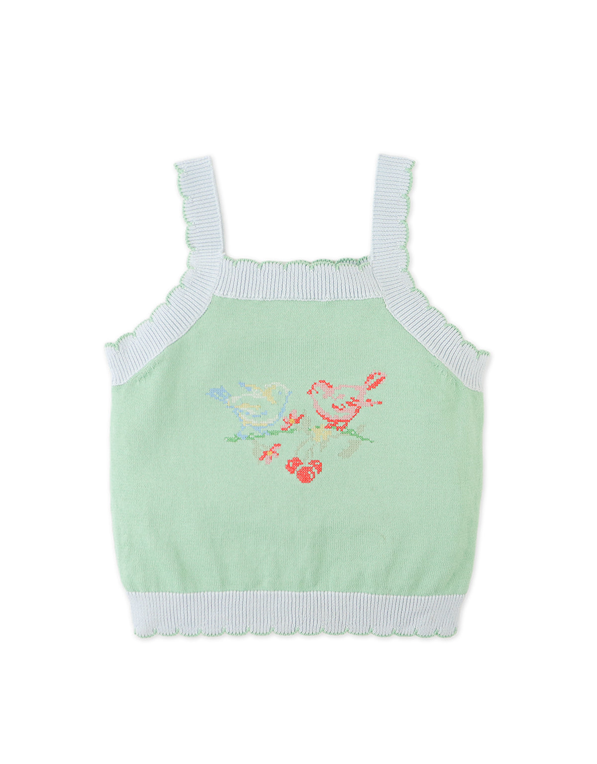 Gabriella Top with Cross-Stitch Embroidery & Scalloped Edges