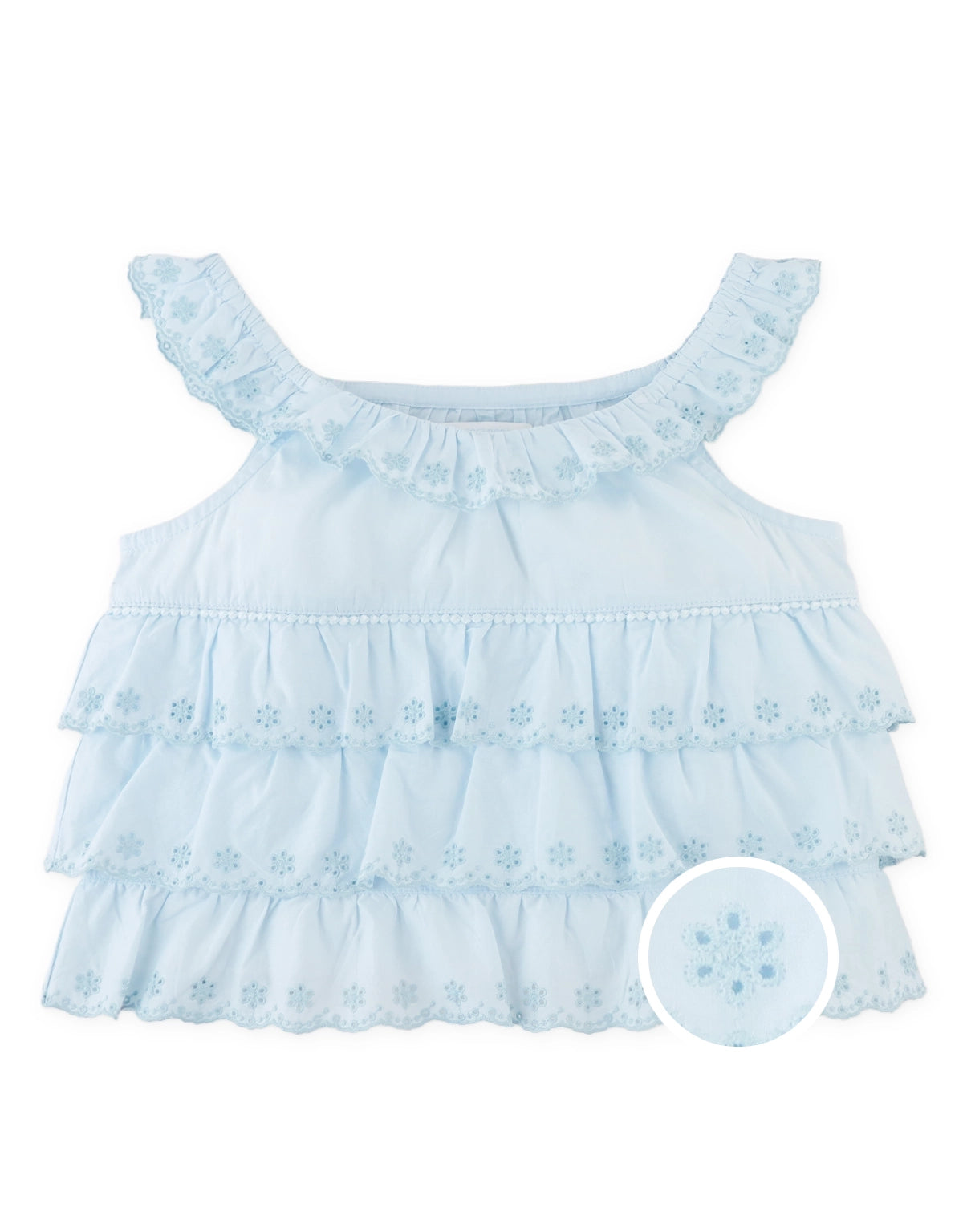 Bridgette Scalloped Eyelet Blouse with Ruffle Sleeves