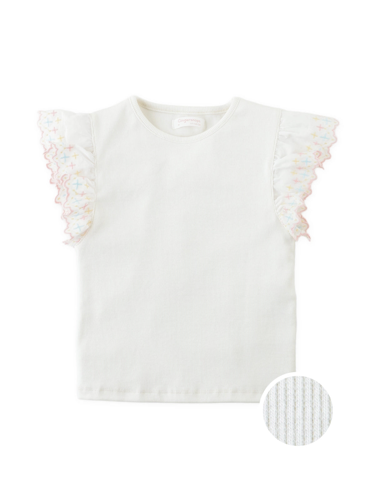 Elsie Top with Embroidered Ruffle Sleeves
