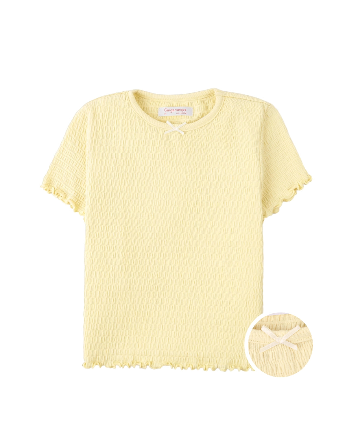 Amora Smocked Blouse with Satin Bow Appliqué