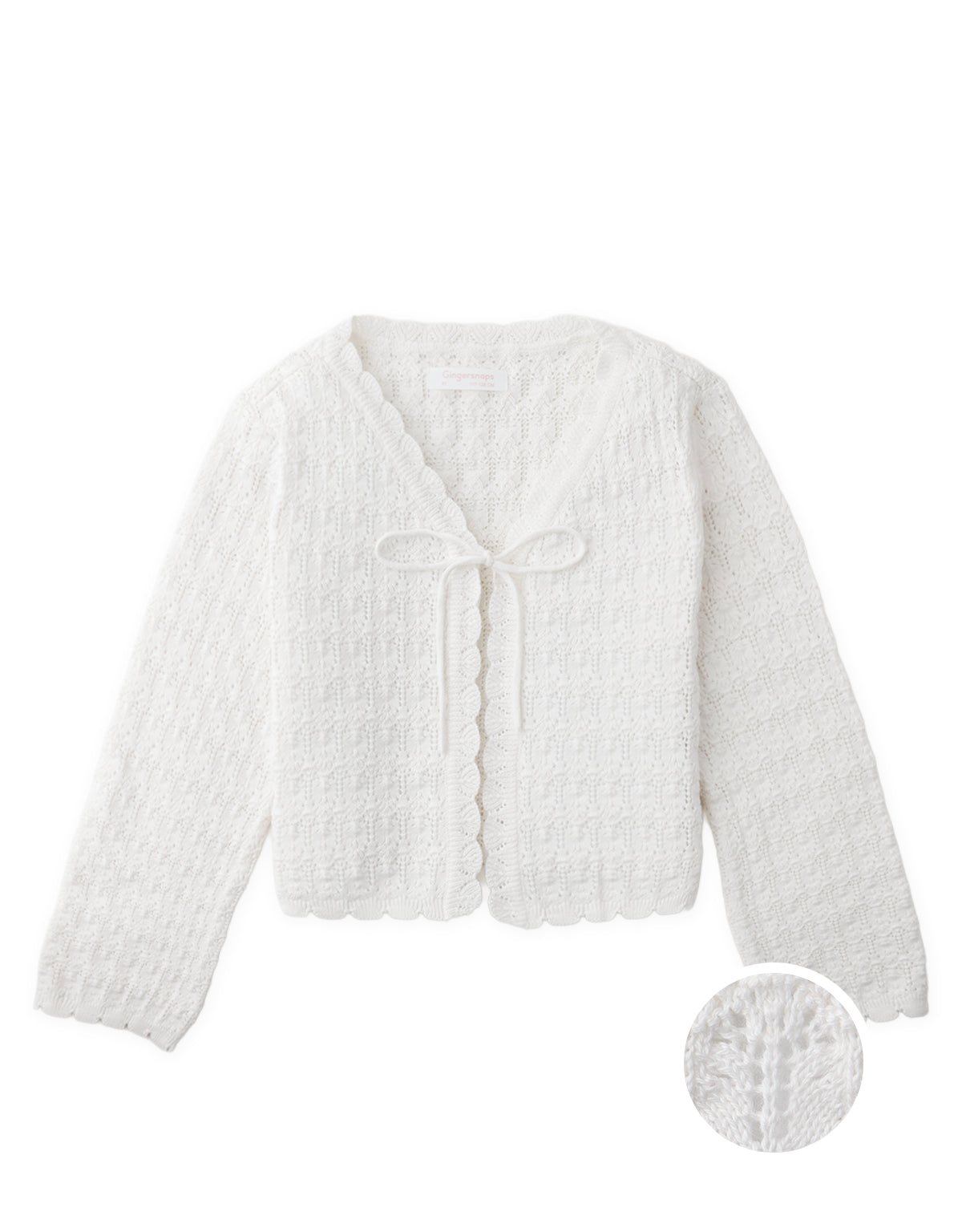 Maeve Pointelle Knit Cardigan with Bell Sleeves