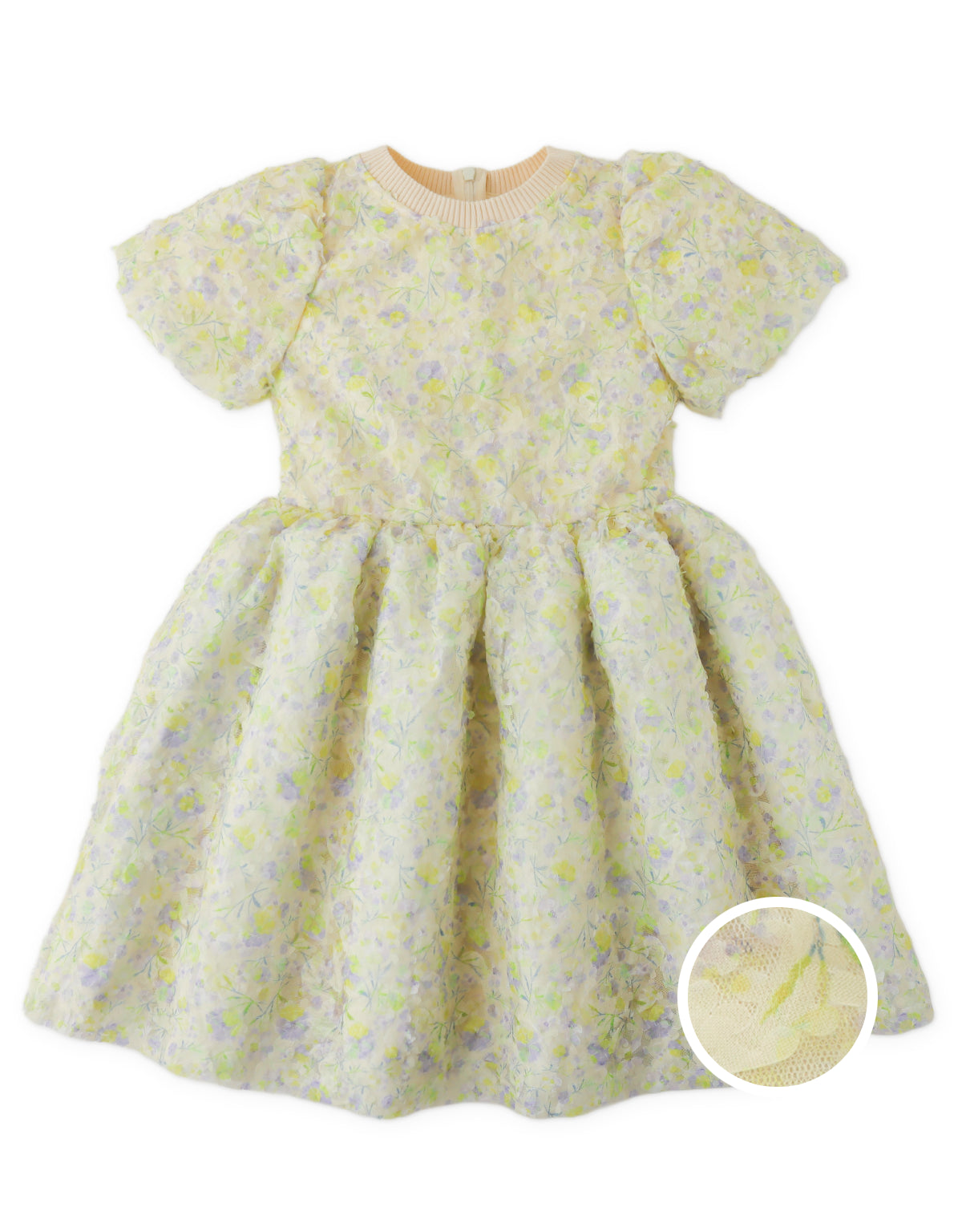 Arabelle Embroidered Tulle Puff-Sleeve Dress