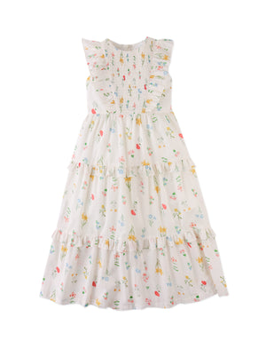 Chisa Tiered Smocked Maxi Dress with Ruffle Sleeves style detail