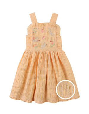 Emily Ruffled Apron Dress with Botanical Embroidery product photo