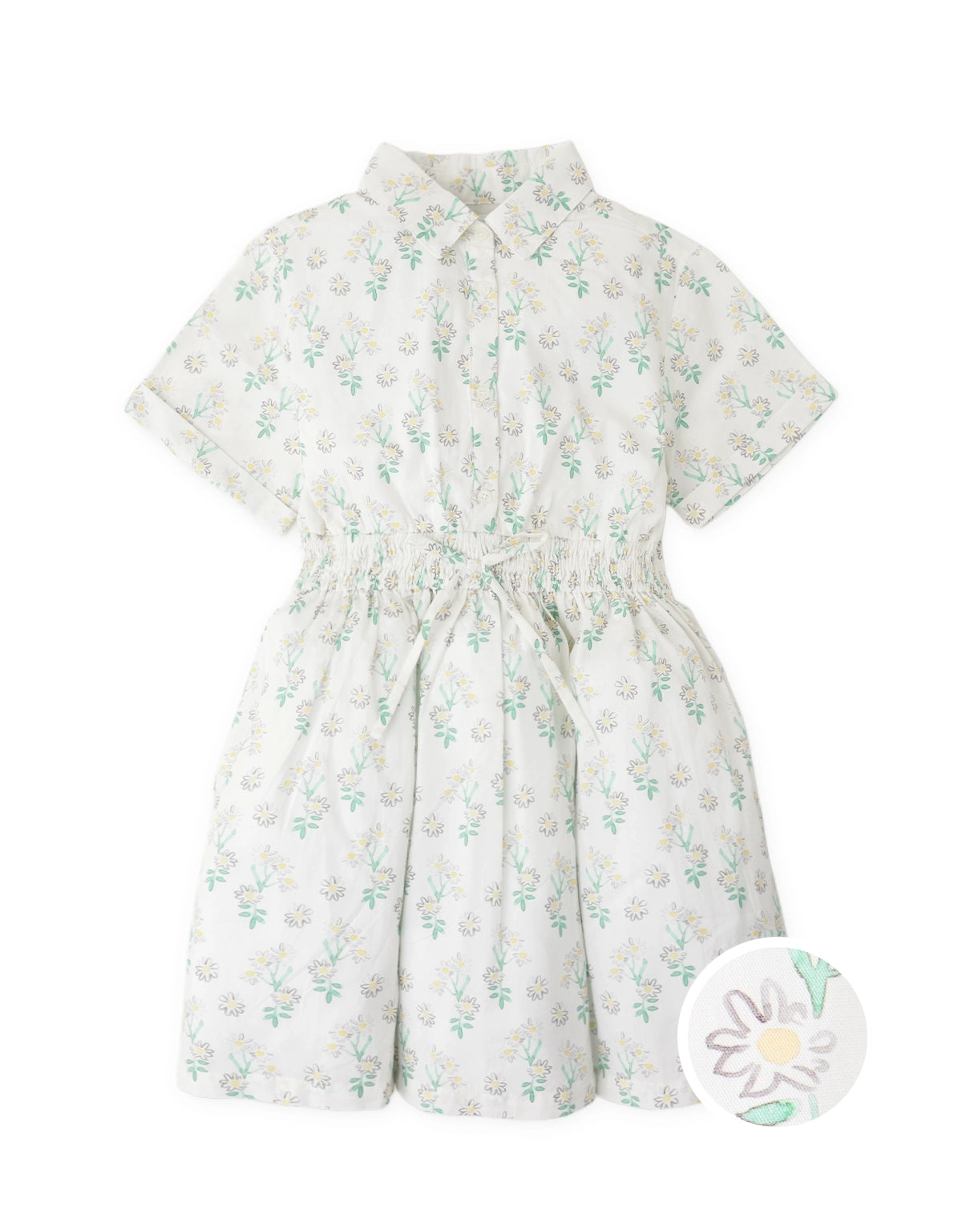 Gloria Daisy Print Dress with Notched Collar
