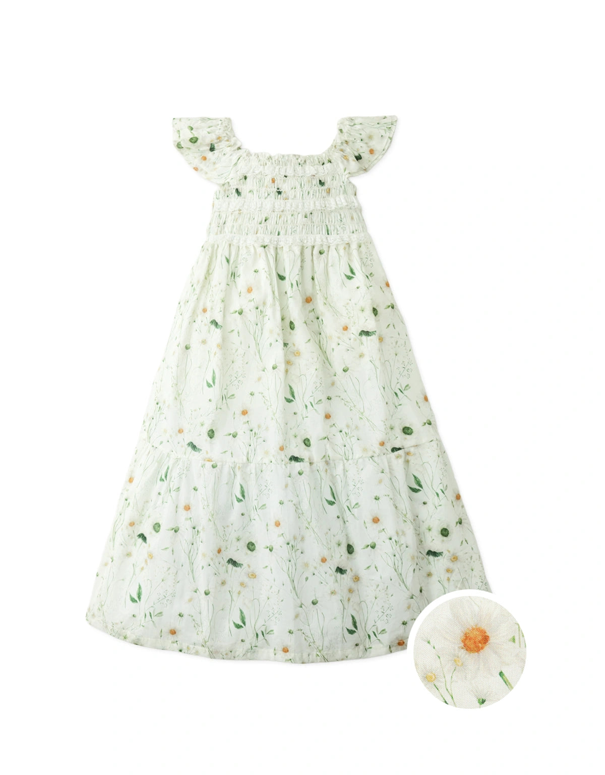Colleen Daisy-Print Smocked Tiered Maxi Dress