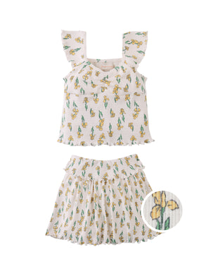 Cassandara Sweetheart Neckline Top and Ribbed Skort Set product photo
