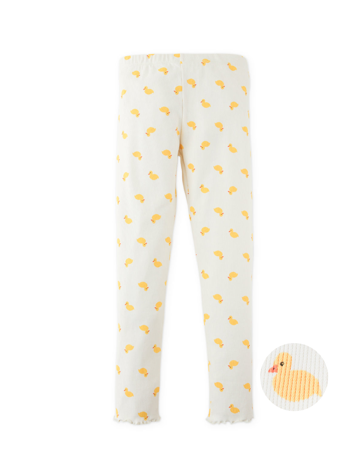 Serena Lettuce-Hem Leggings in Duck Print