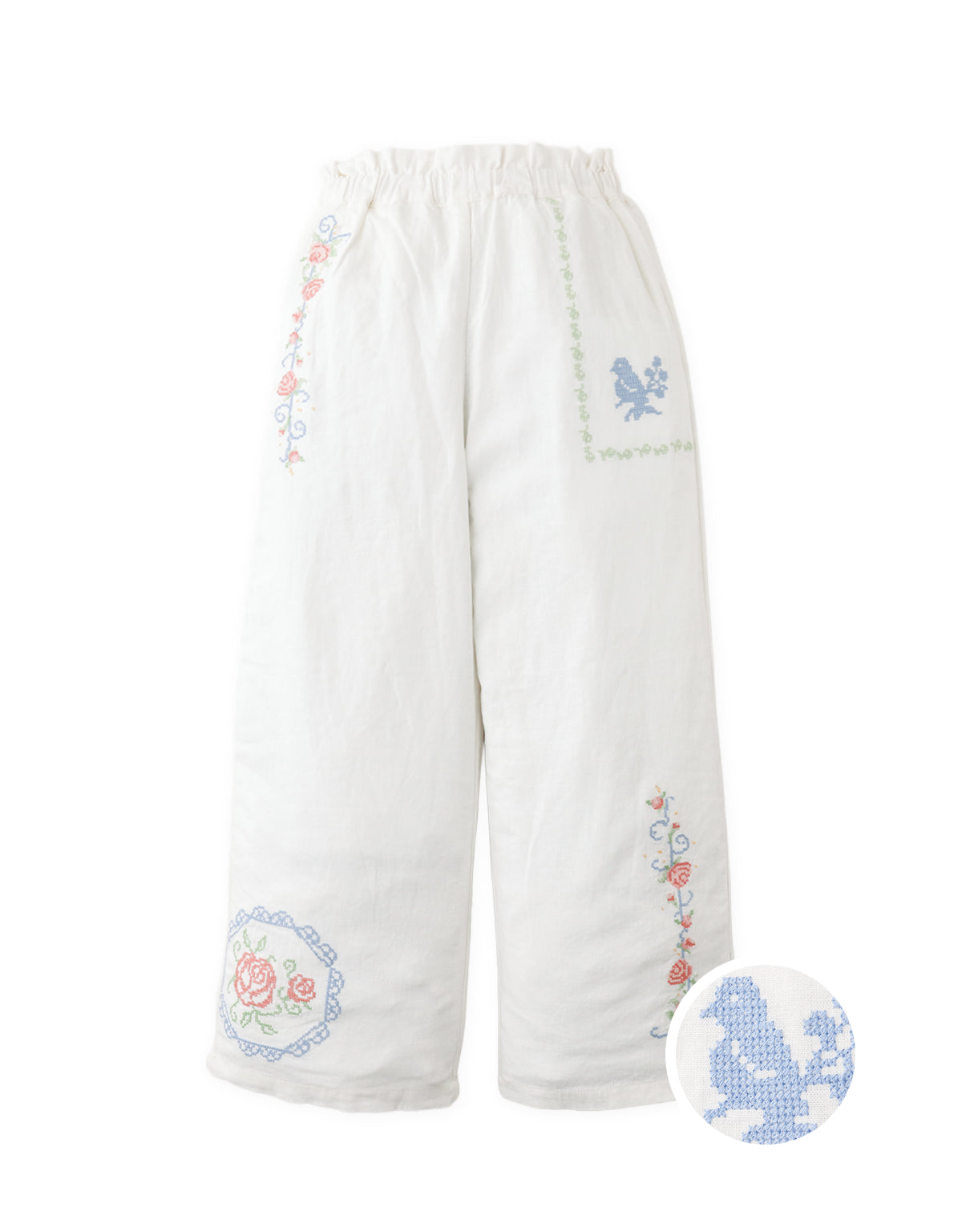 Danice Cross-Stitch Wide-Leg Pants