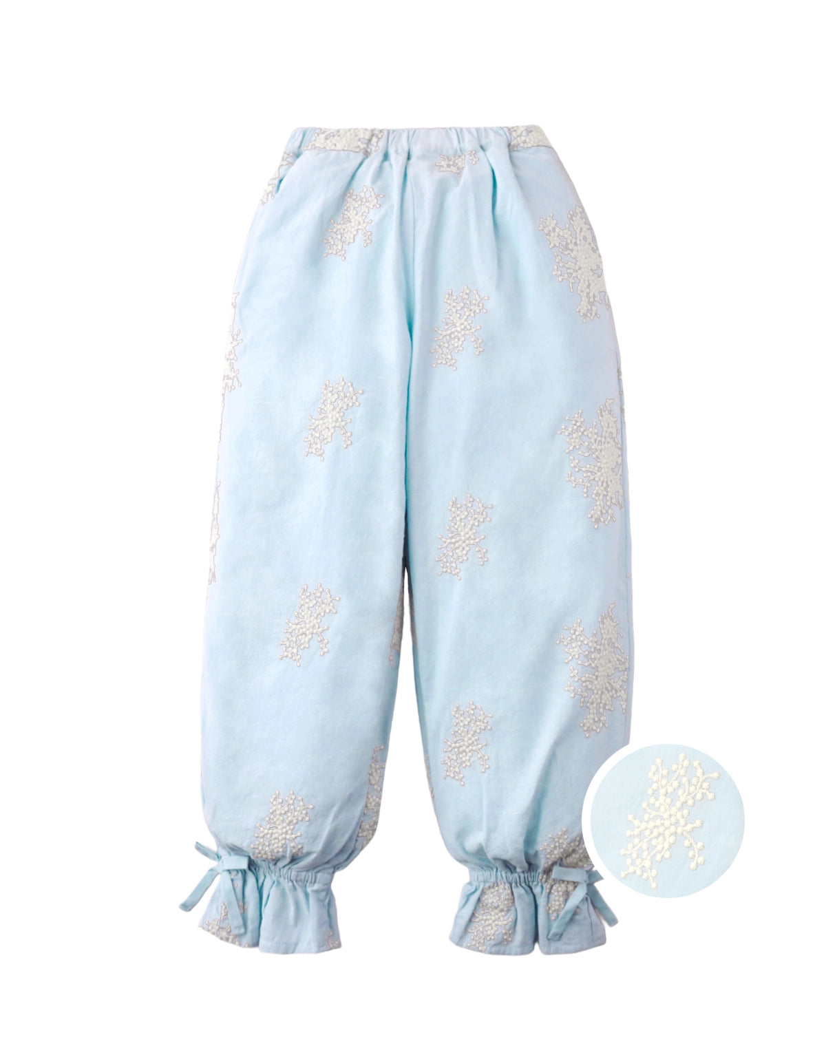 Claudette Embroidered Balloon Pants with Ruffled Hem
