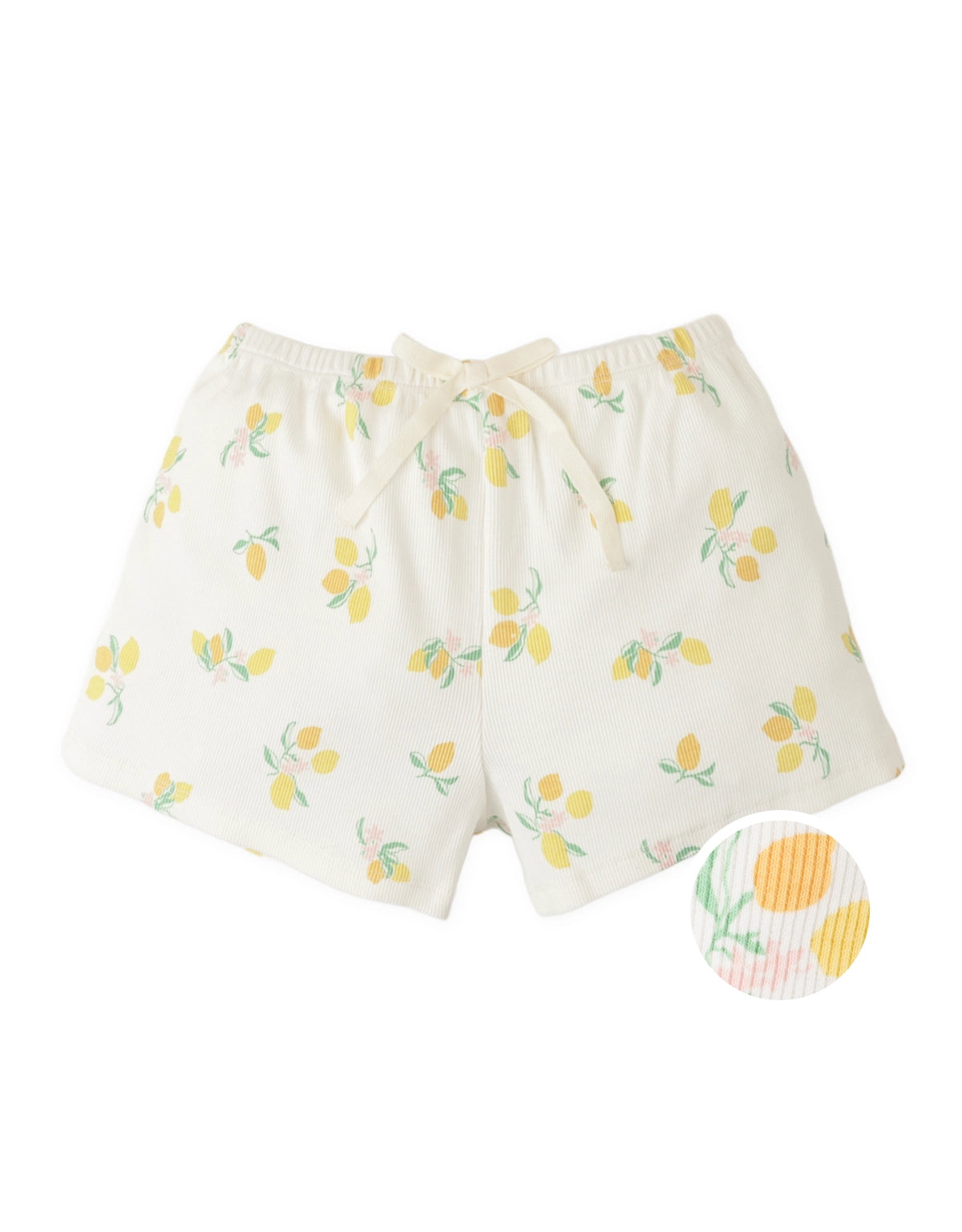 Sabina Ribbed Mini Shorts with Lemon Print