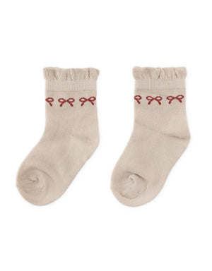 Frilly Crew Socks with Bow Intarsia Design product photo