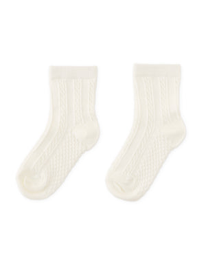 Fine Cable Knit Crew Socks front view