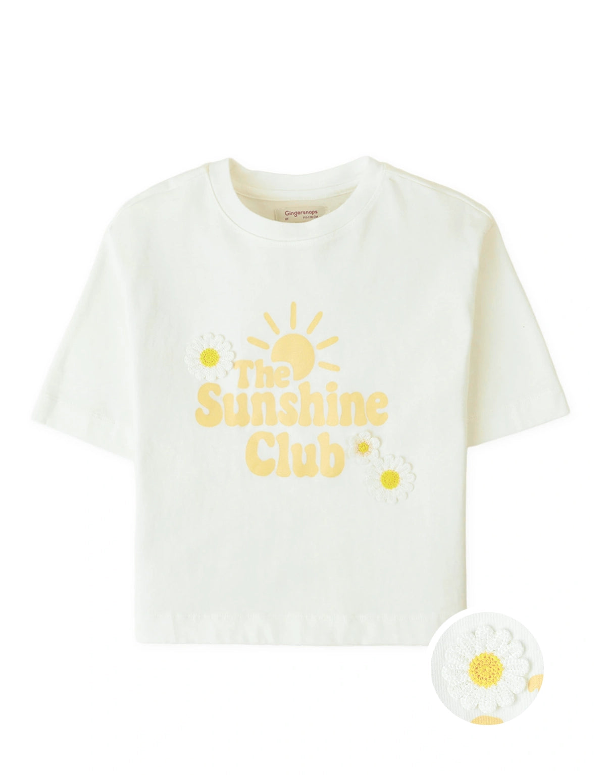 Zoey Graphic Tee with Daisy Crochet Applique