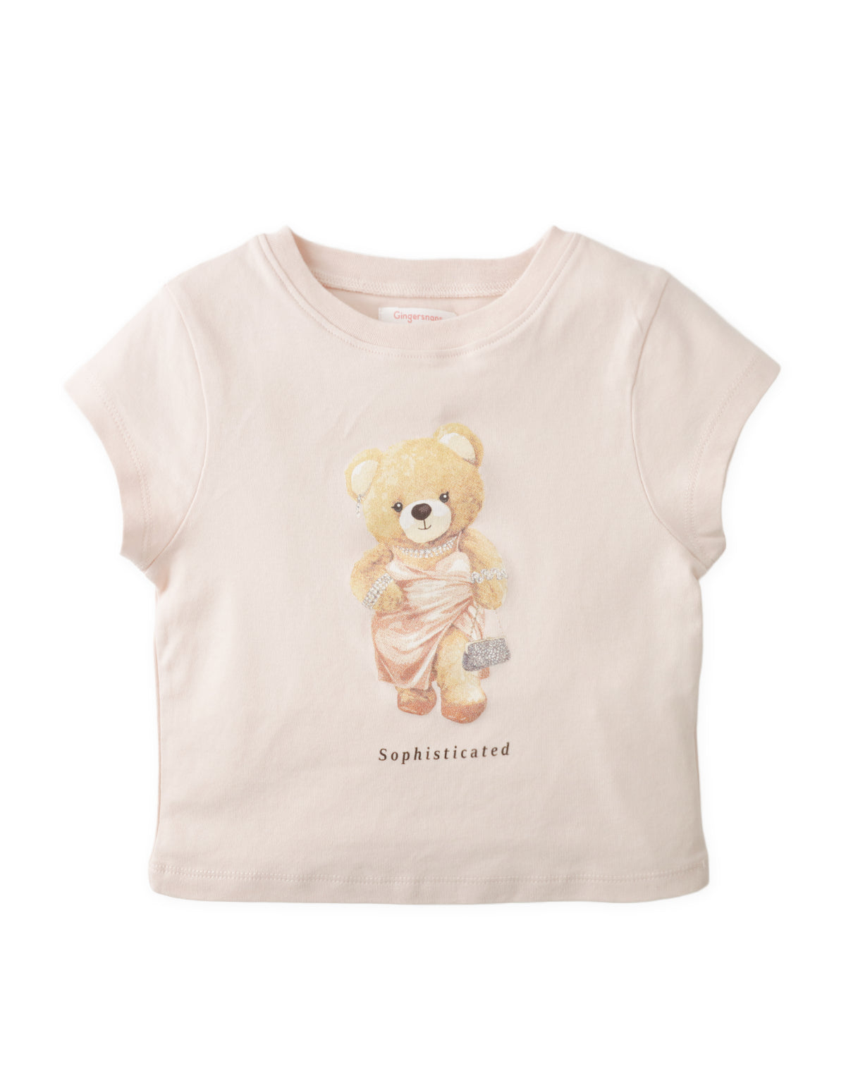 Bella Graphic Baby Tee with Glam Bear Print