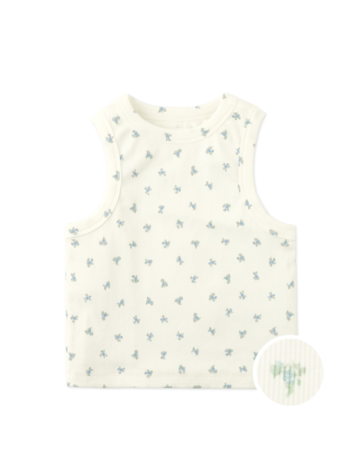 Lada Ribbed Tank Top with All-Over Floral Print