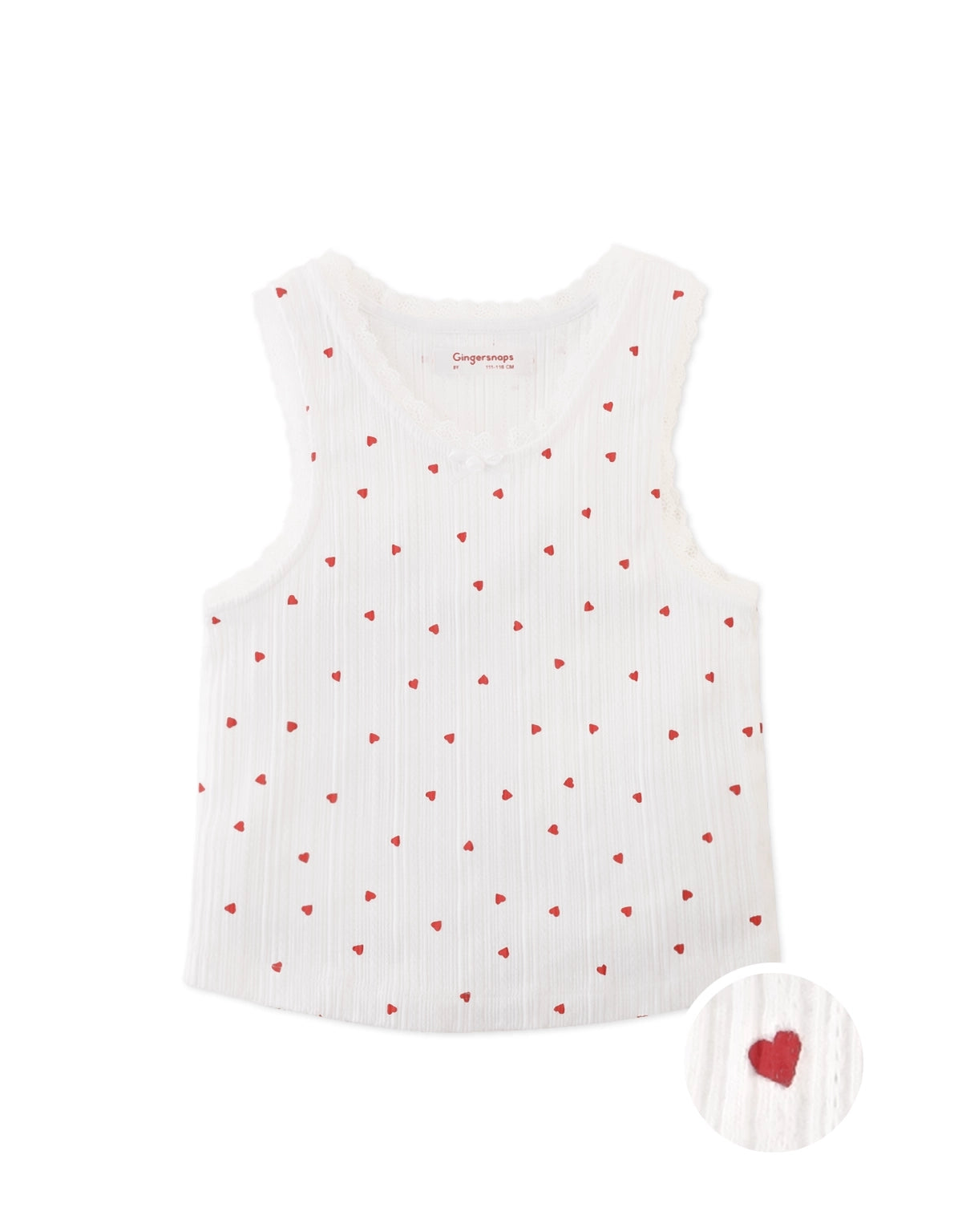 Haidie Ribbed Tank Top with Lace Trim and Rosette Applique