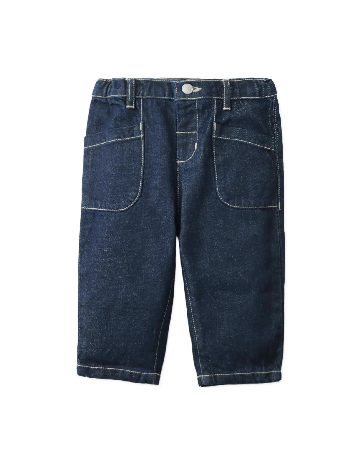 Baby Pancho Relaxed Tapered Denim Jeans with Curved Patch Pockets