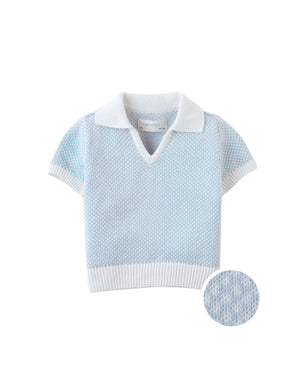 Baby Lucius Popcorn Polo with Ribbed Cuffs & Hem product photo