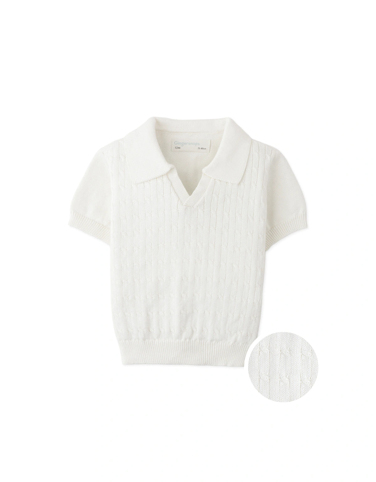Baby Steven Fine Cable Knit Open-Collar Polo