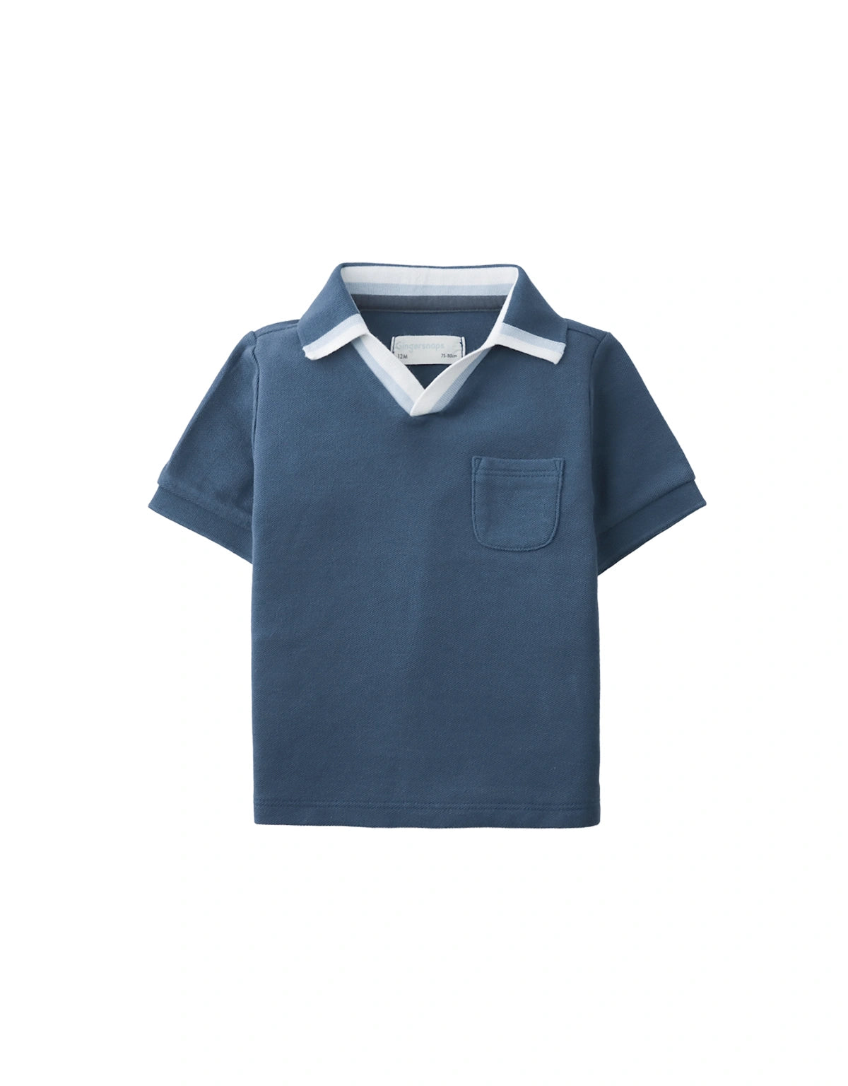Baby Gino Piqué Striped Polo with Contrast Open Collar