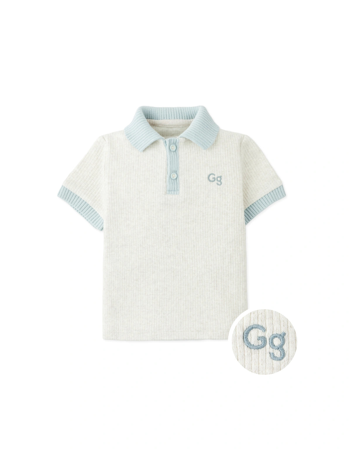 Baby Kiyoto Ribbed Pointelle Knit Polo with Contrast Details