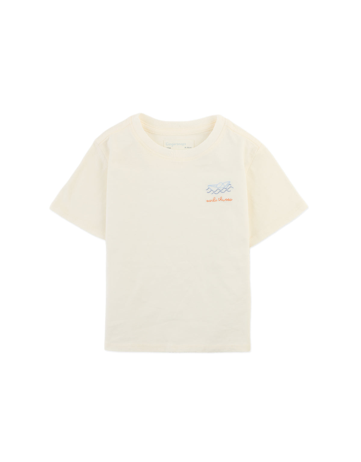Baby Paco Tee with Embroidered Paper Boat Detail