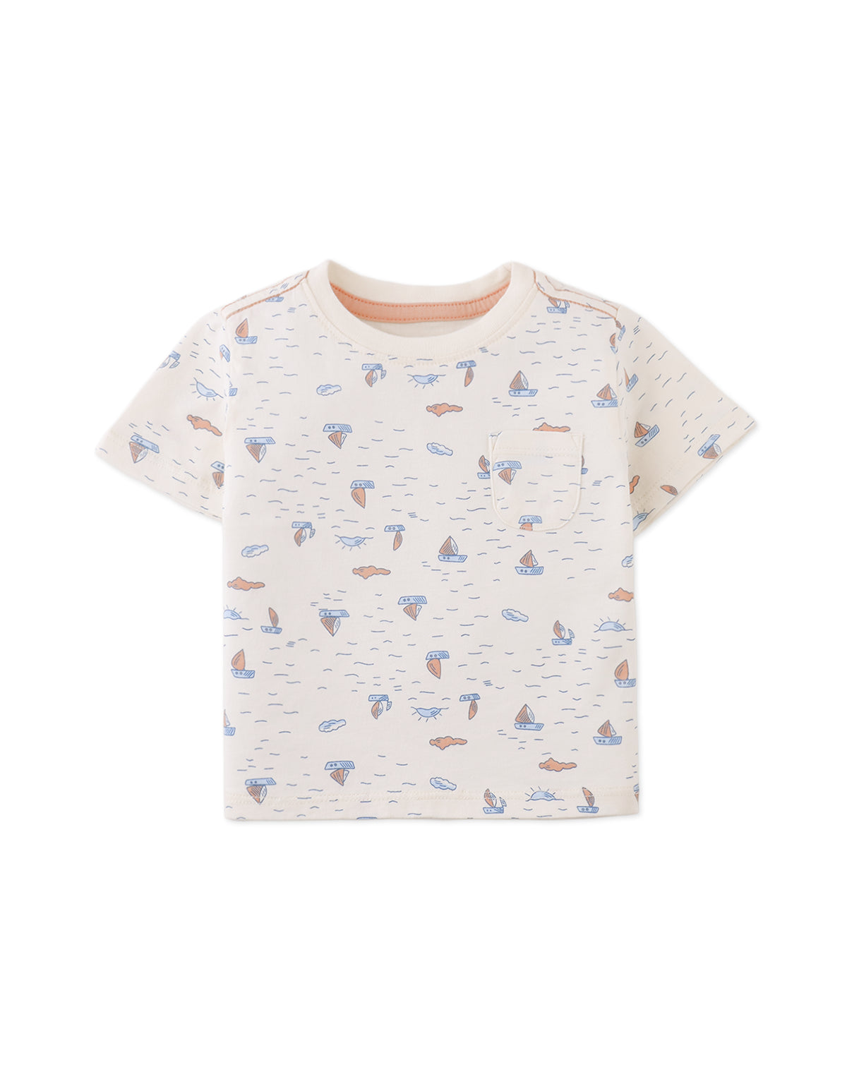 Baby Adriel Pocket Tee with All-over Boat Pattern
