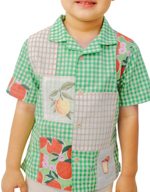 Baby Boys Multi Printed Patchwork Shirt close-up detail