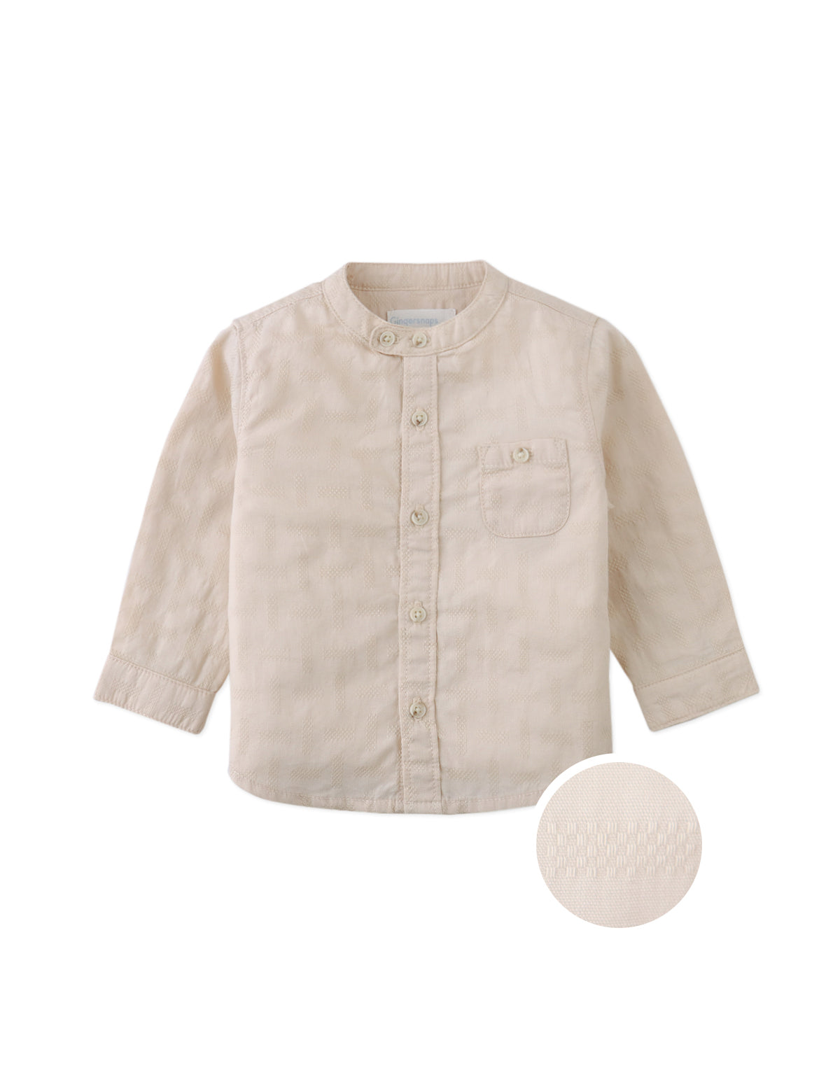 Baby Dot Textured Pattern Extended Collar Band Shirt product photo