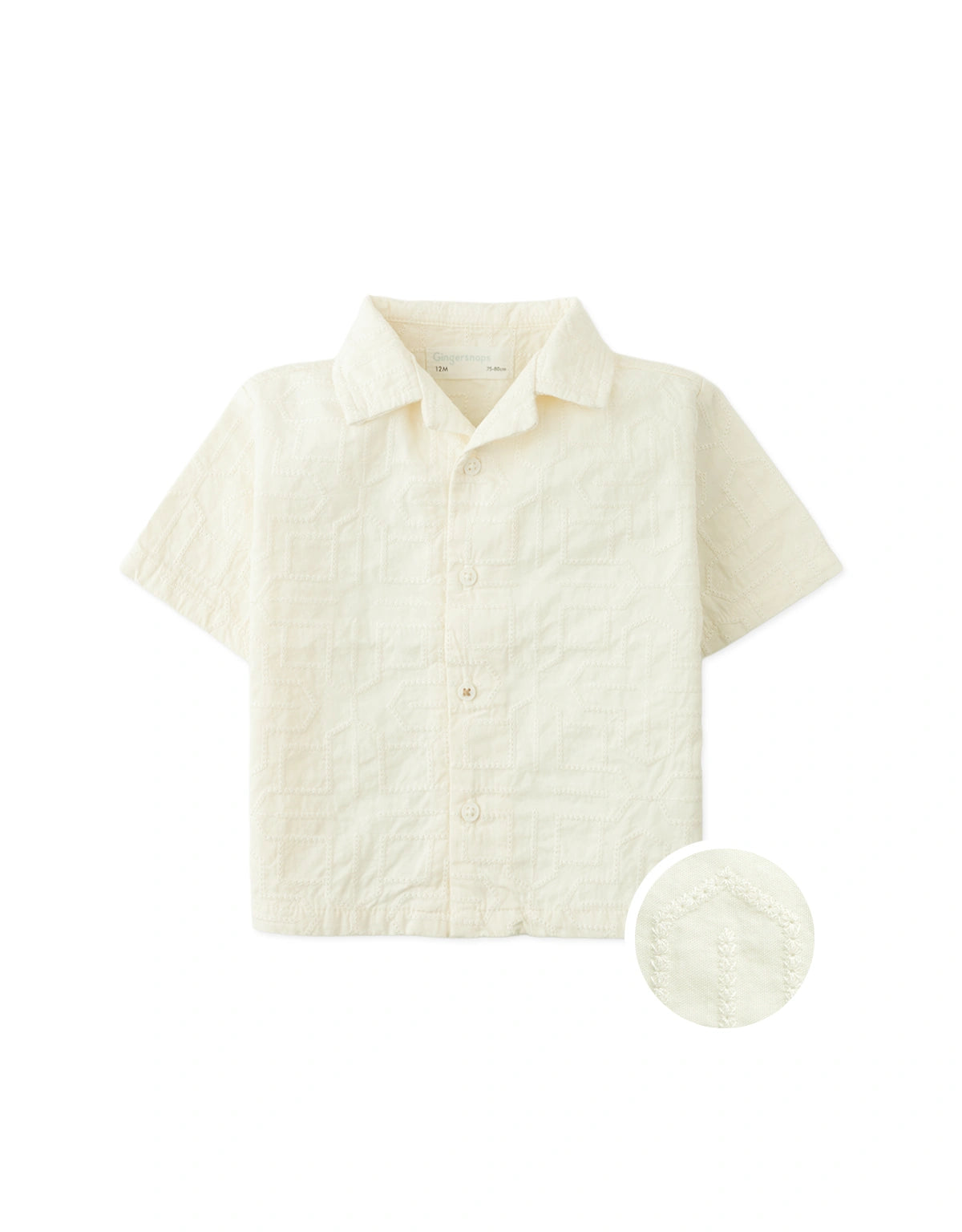 Baby Tadashi Geometric Eyelet Camp Collar Shirt