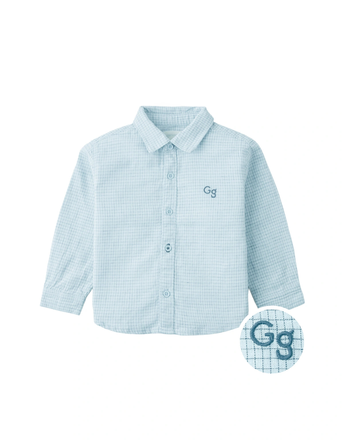 Baby Denji Micro-Check Long Sleeve Shirt with Embroidered Logo