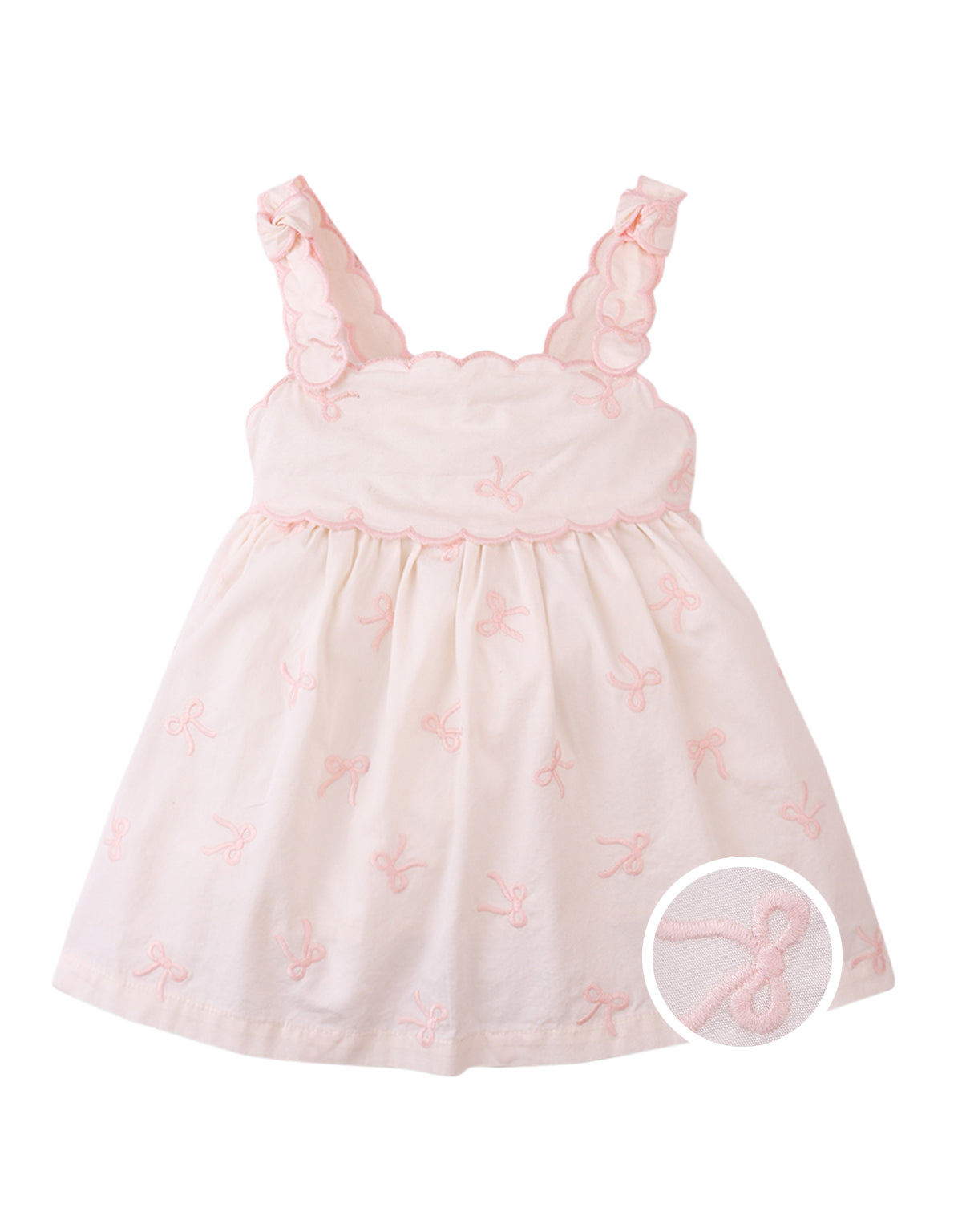 Baby Kara Poplin Dress with a Scalloped Top & Tie Straps product photo