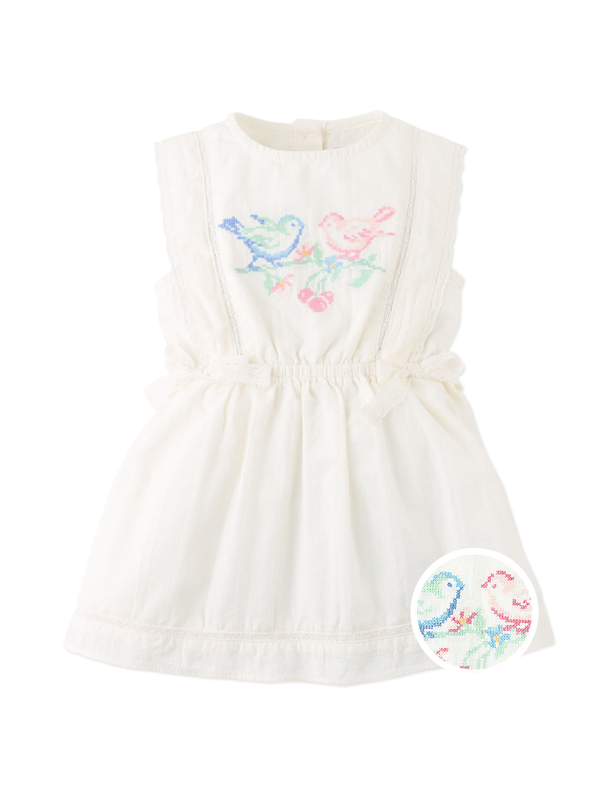 Baby Charlee Cross-Stitch Embroidered Dress with Waist Bows product photo