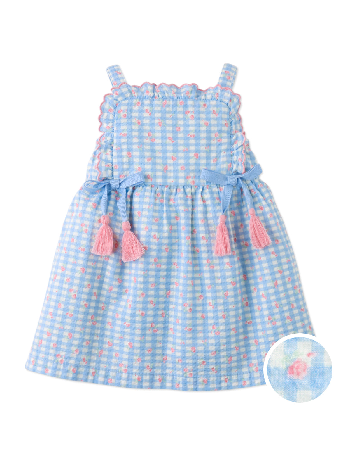 Baby Powder Dress with Embroidered Ruffles & Bow Details product photo