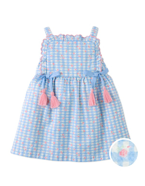 Baby Powder Dress with Embroidered Ruffles & Bow Details product photo