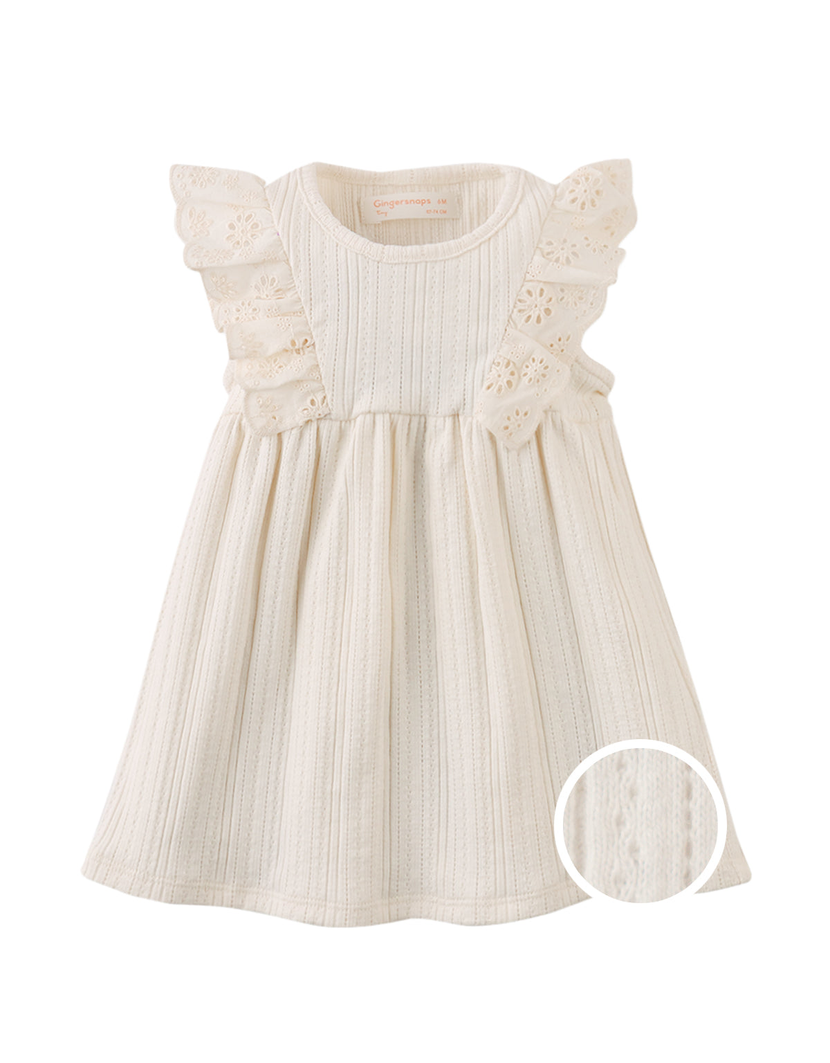 Baby Elowyn Ruffle Sleeved Dress with Embroidery Details
