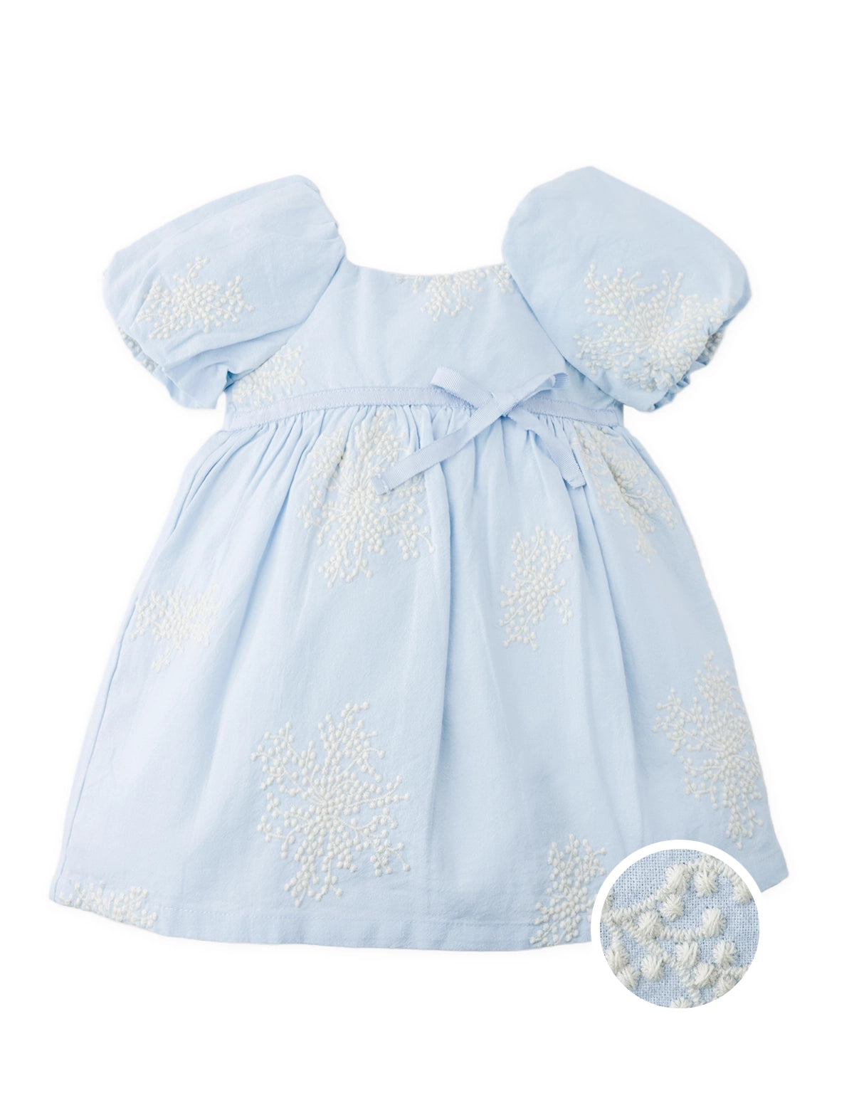 Baby Isadora Embroidered Babydoll Dress with Bubble Sleeves