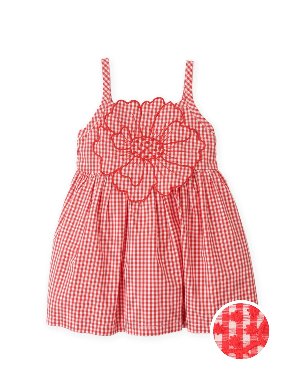 Baby Anthea Gingham Dress with Floral Appliqué