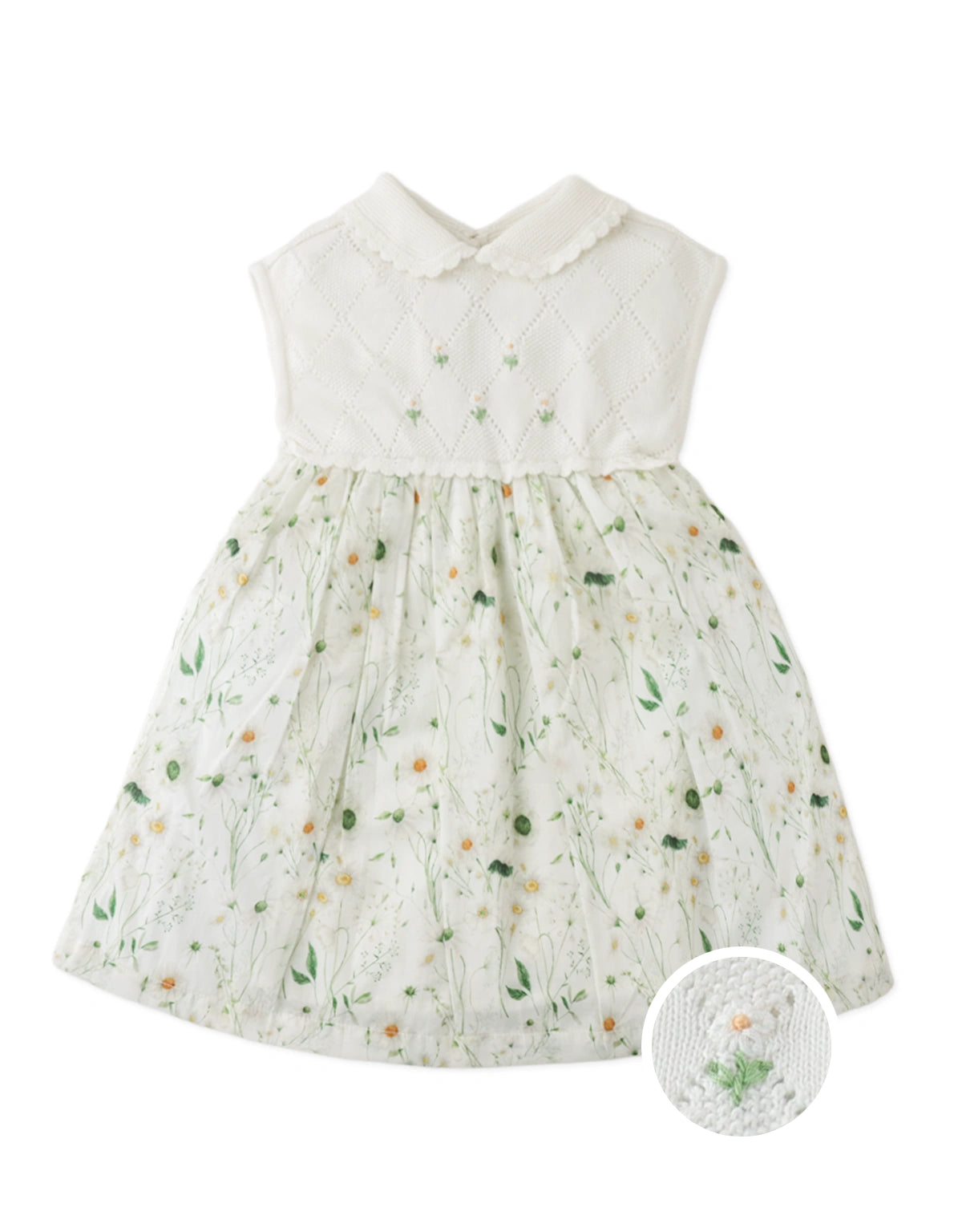 Baby Julia Floral Embroidered Knit-Top Dress