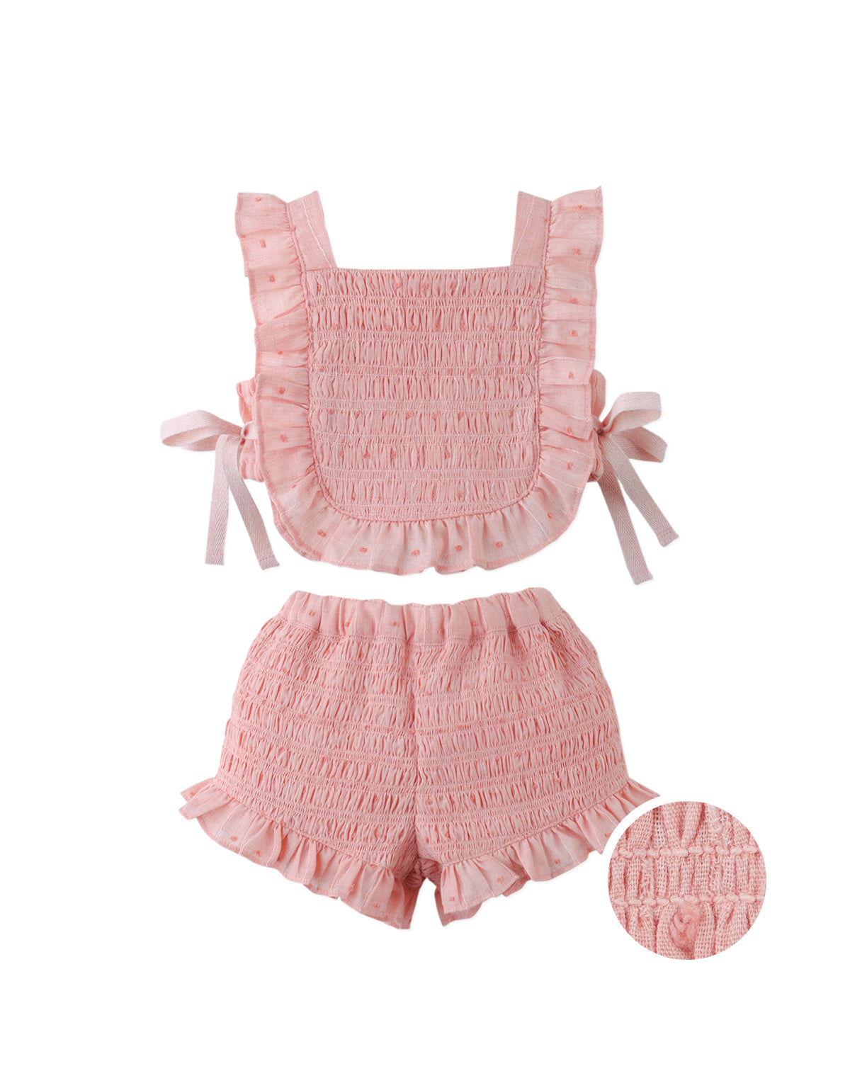 Baby Alexa Textured Blouse & Shorts Set with Bows product photo
