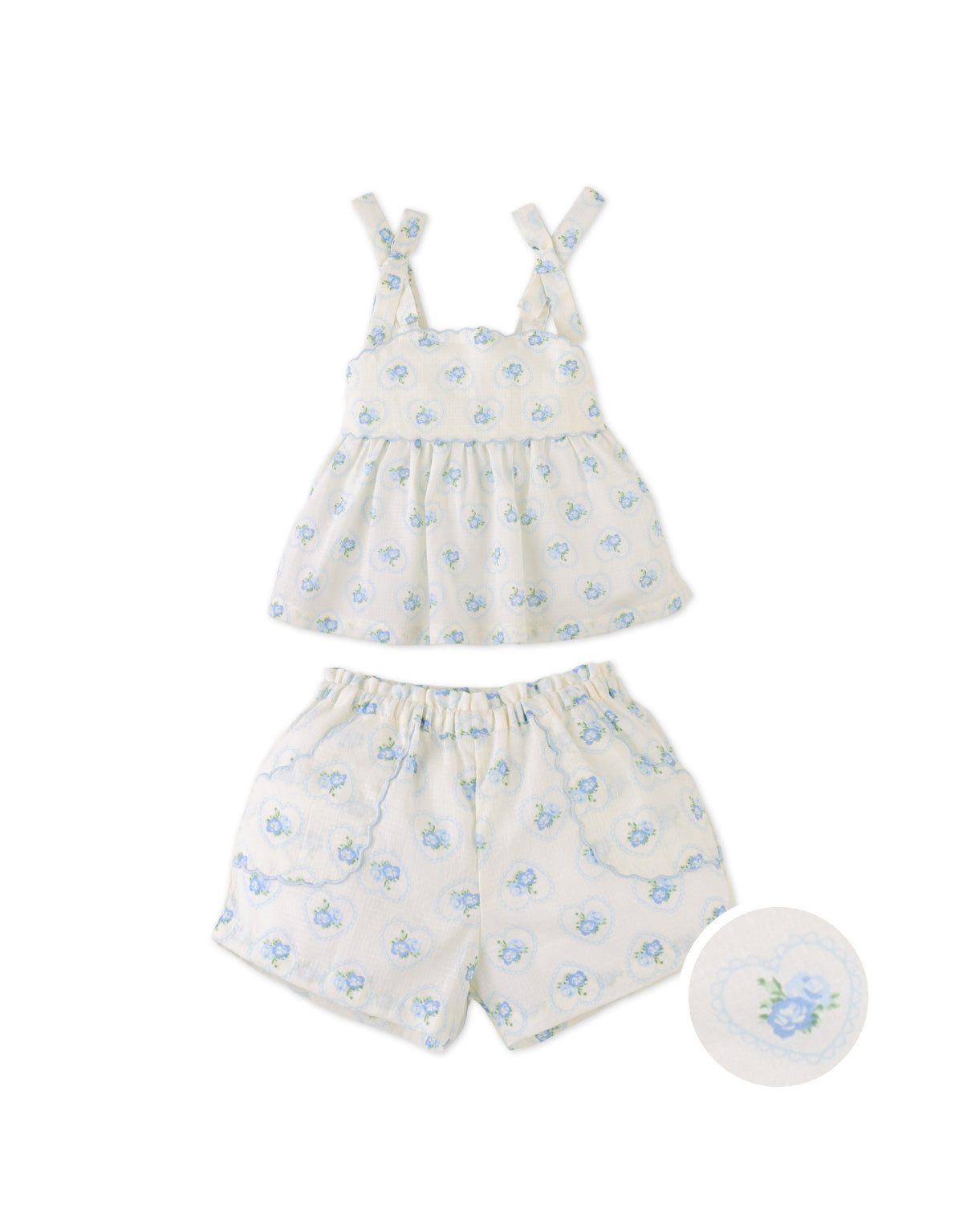 Baby Dallas Tunic Blouse & Shorts Set with Scalloped Details product photo