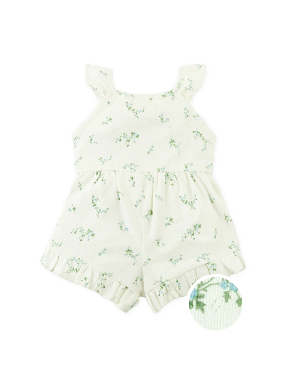 Baby Leslie Floral Print Pointelle Playsuit