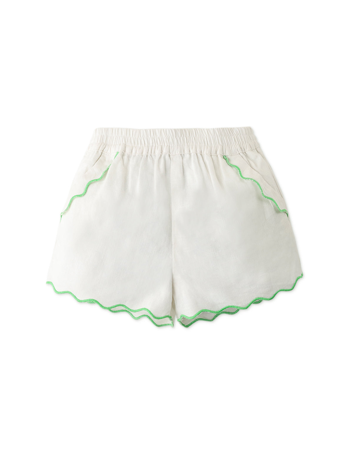 BABY GIRLS LINEN SHORTS WITH WAVE EMBRO