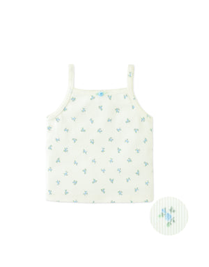Baby Lila Ribbed Tank Top with Floral Print and Picot Edge product photo