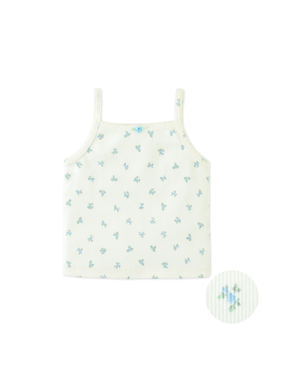 Baby Lila Ribbed Tank Top with Floral Print and Picot Edge