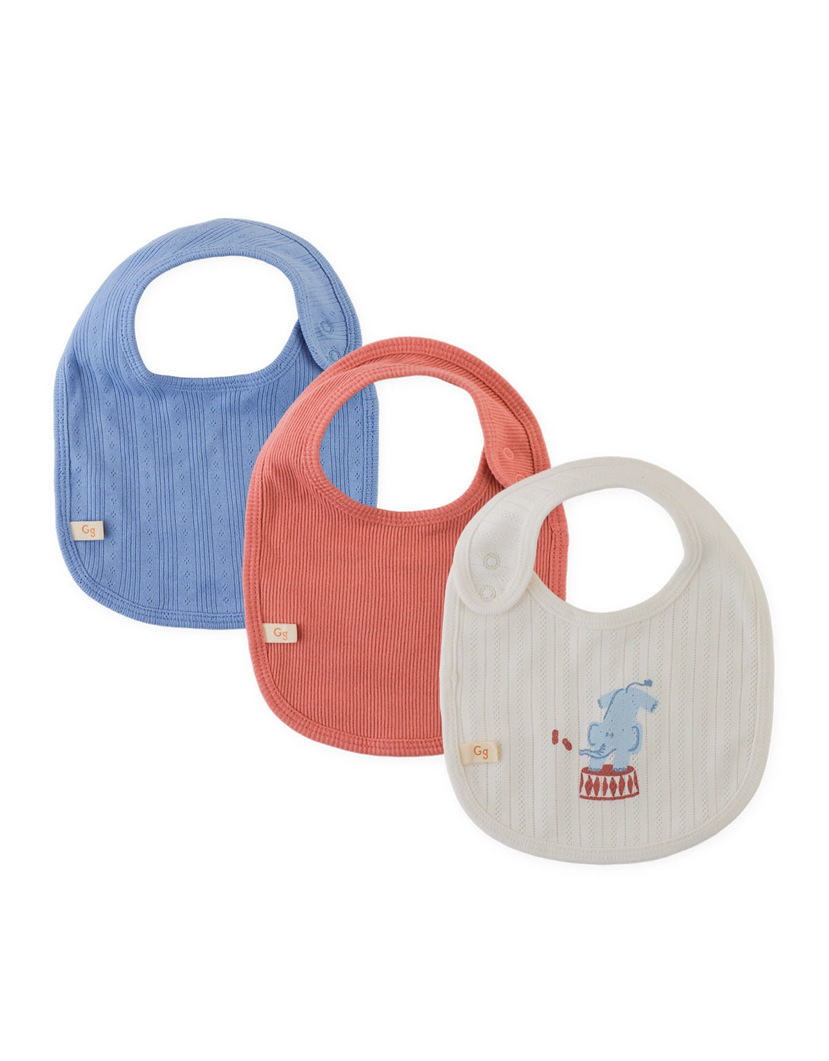 3-Piece Bib Set with Elephant Print