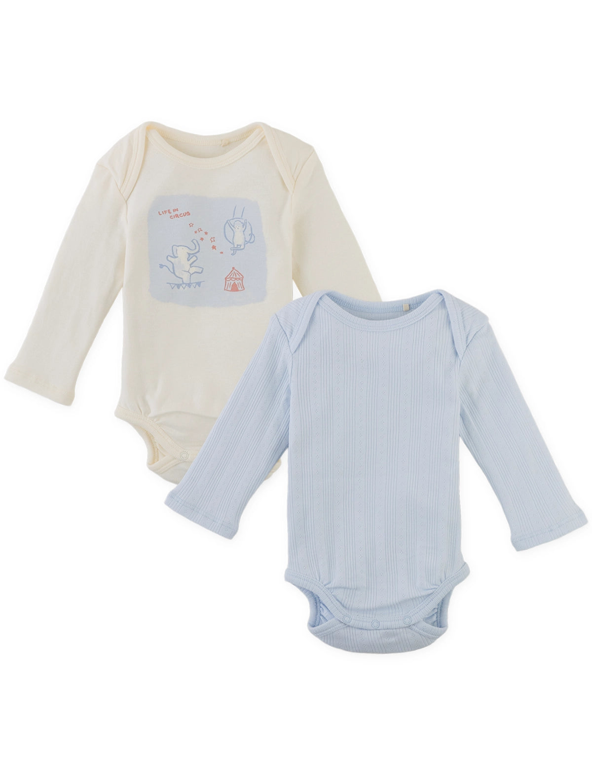 2-Piece Long-Sleeve Envelope-Neck Bodysuit Set with Circus Print