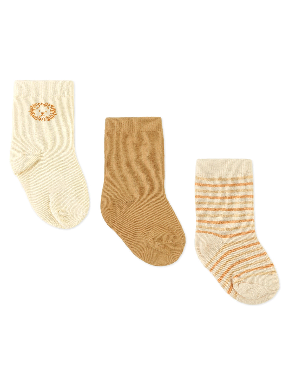 3-Pair Lion Embroidered Socks