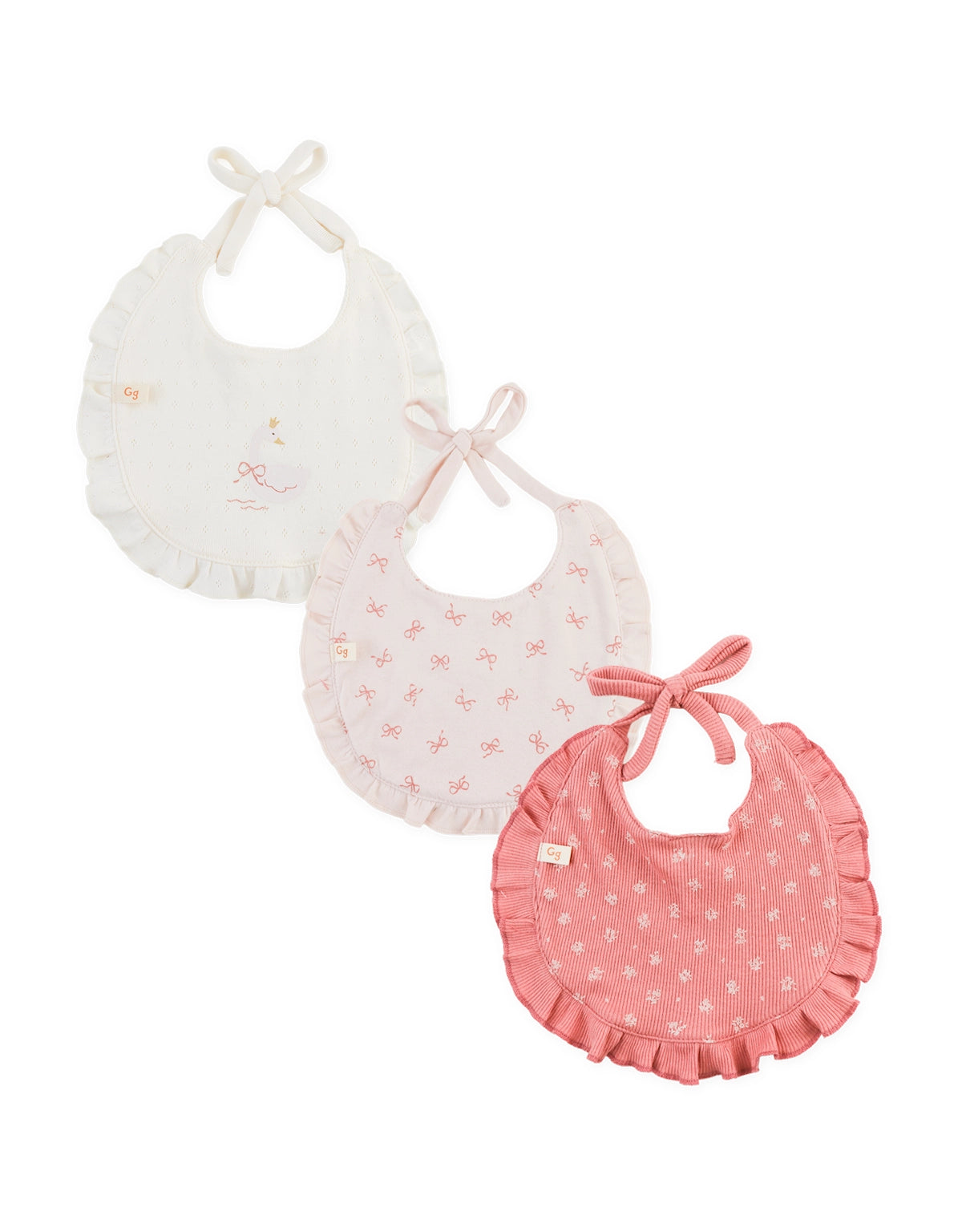 3-Piece Swan Princess Ruffled Bib Set
